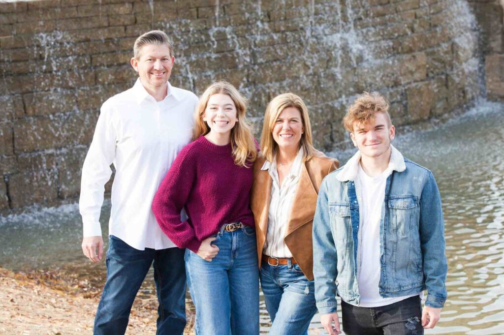 a family of four. Husband and wife with two children